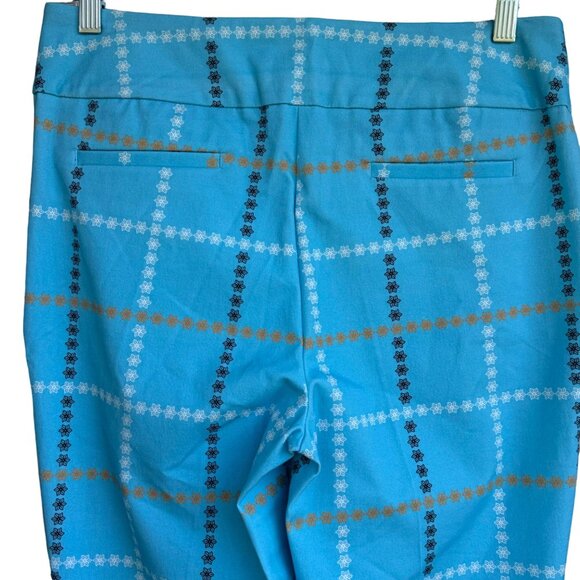 Inspired Style Ankle Pants Aqua Blue Check Size 10 Pockets Cotton Blend $124 NEW - Picture 8 of 16